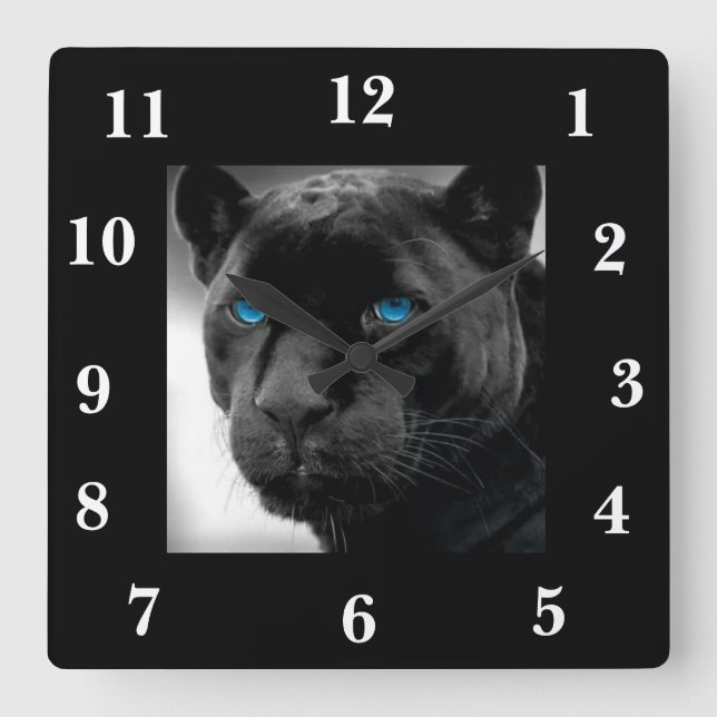 BLACK PANTHER DESIGN WALL CLOCK FYRKANTIG KLOCKA (Framsida)