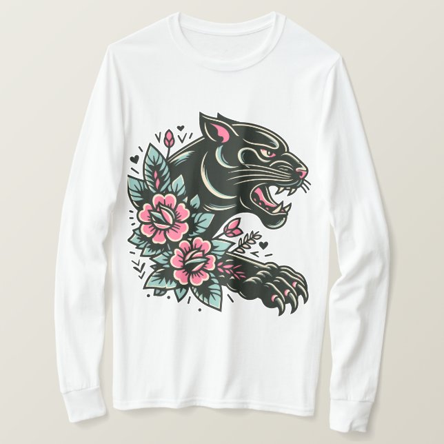 Black Panther Flower T Shirt (Design framsida)