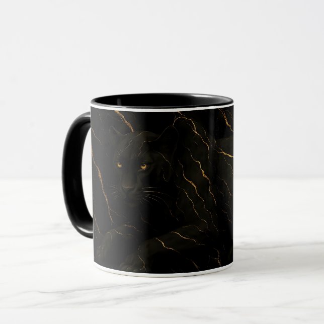 Black Panther Gold Marble Art Mugg (Framsida vänster)