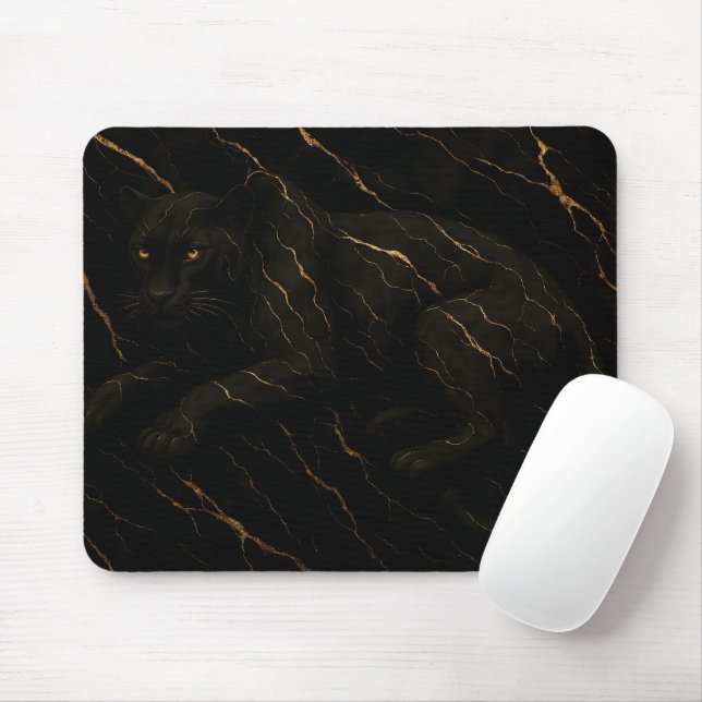 Black Panther Gold Marble Art Musmatta (Med mus)