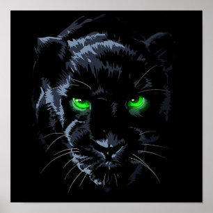 Black Panther grönt öga svart Poster