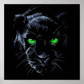 Black Panther grönt öga svart Poster