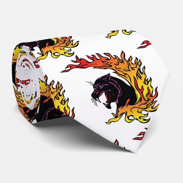 Black Panther Head Flames Sports Football Necktie Slips (Rullad)
