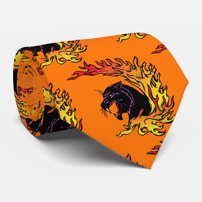 Black Panther Head Flames Sports Football Necktie Slips (Rullad)