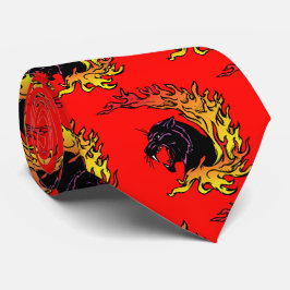 Black Panther Head Flames Sports Football Necktie Slips