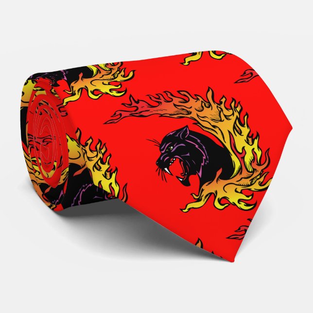 Black Panther Head Flames Sports Football Necktie Slips (Rullad)