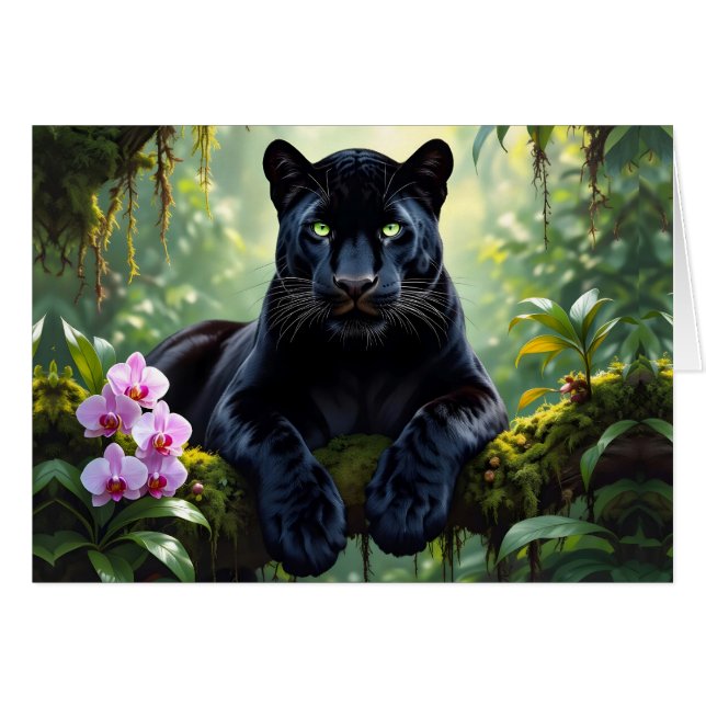 Black Panther i Jungle Hälsningskort (Framsidan Horizontal)