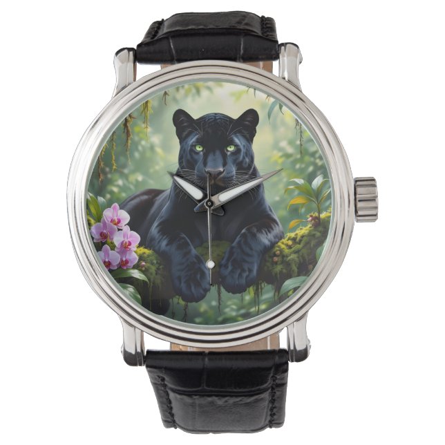 Black Panther in the Jungle Armbandsur (Framsida)