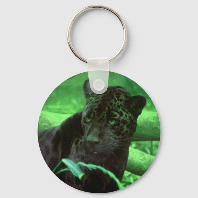 Black Panther Jaquar på Grönt Nyckelring (Framsida)