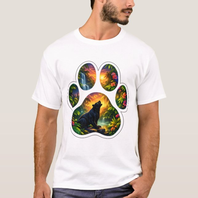 Black Panther Jungle Paw Design T Shirt (Framsida)