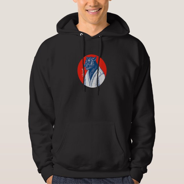 Black Panther Karate Japansk Art Aesthetic Graphi Hoodie (Framsida)
