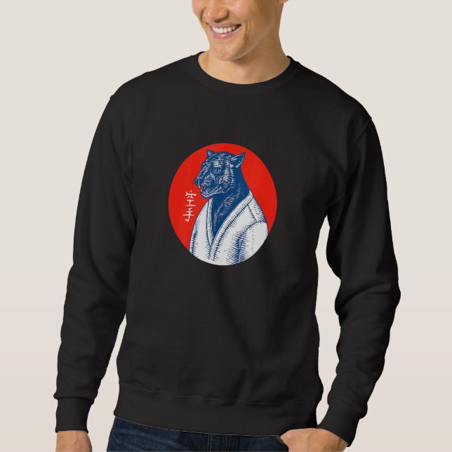 Black Panther Karate Japansk Art Aesthetic Graphi Lång Ärmad Tröja (Framsida)