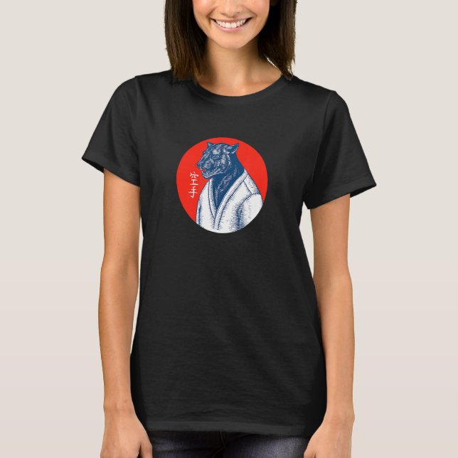 Black Panther Karate - Japansk konstgrap T Shirt (Framsida)