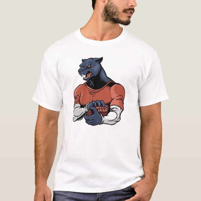 Black Panther med fotboll T Shirt (Framsida)