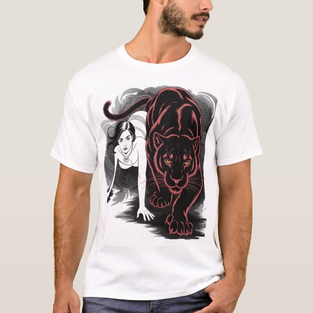 Black Panther med kvinnor T Shirt (Framsida)