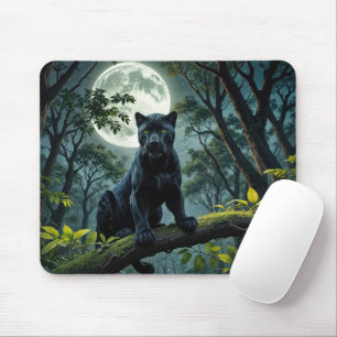 Black Panther på ett Moonlit Träd Gren Musmatta
