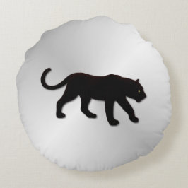 Black Panther på Silver Rund Kudde