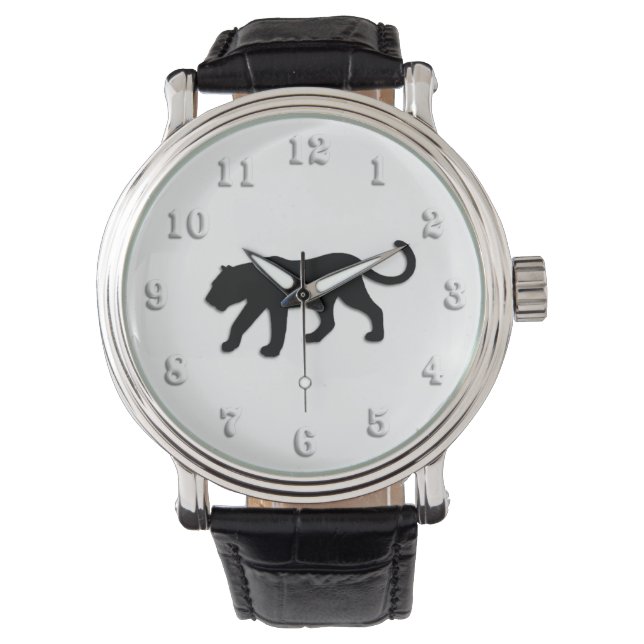Black Panther på White Armbandsur (Framsida)