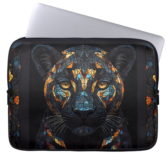Black Panther Stached Glass Mosaic Laptop Fodral (Framsidan)