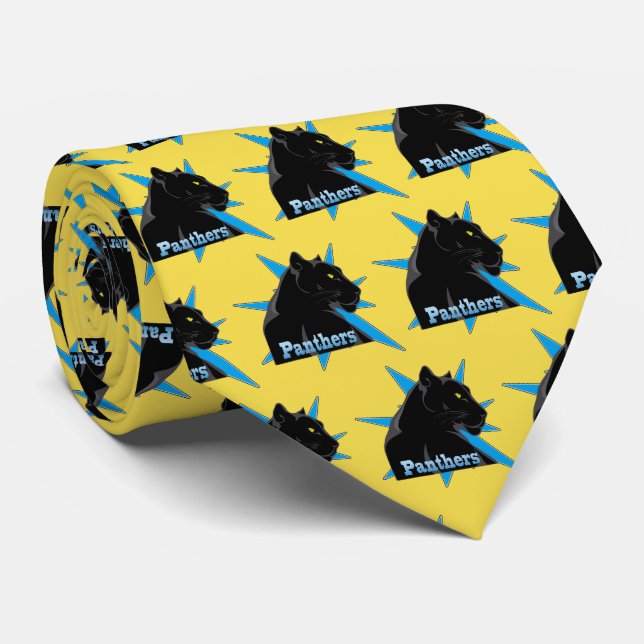 Black Panther Team Mascot på alla Färg Necktie Slips (Rullad)