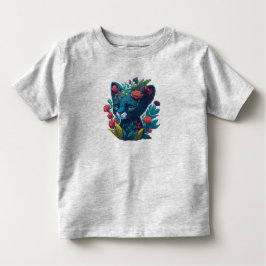 Black Panther Unge med Stänk i Flowers T Shirt