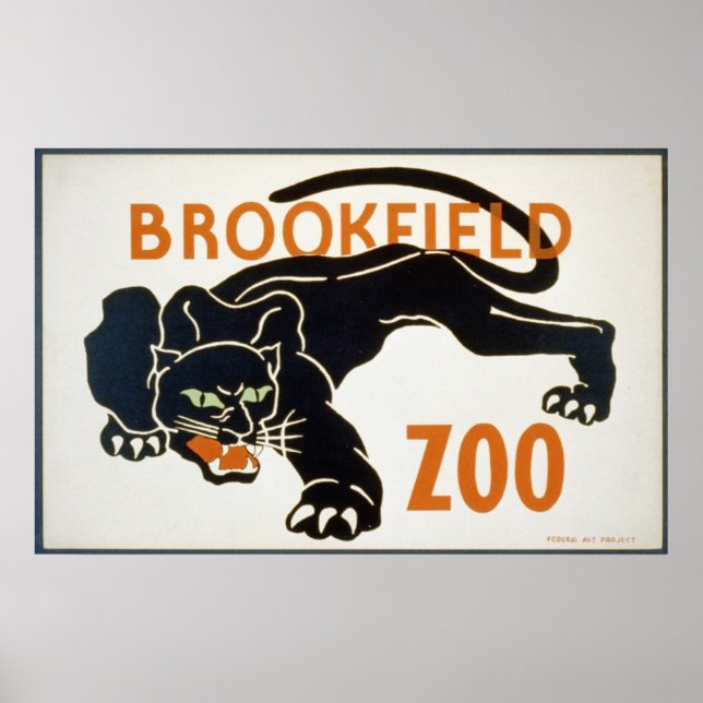 Black Panther vid Brookfield Zoo WPA Poster (Framsidan)
