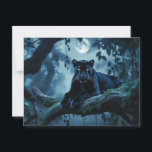 Black Panther vid Träd vid Gren under Måne Vykort<br><div class="desc">Illustration av naturområden</div>