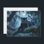 Black Panther vid Träd vid Gren under Måne Vykort<br><div class="desc">Illustration av naturområden</div>