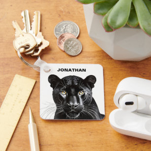 Black Panther Vild Animal Personlig Namn Nyckelring