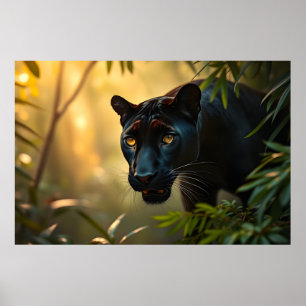Black Panther Vild Jungle Leopard Big Cat Poster