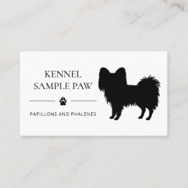 Black Papillon Silhouette Hund Kennel eller Breede Visitkort