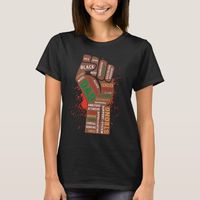 Black Pappa Hand Fist BHM Pride African American T Shirt (Framsida)