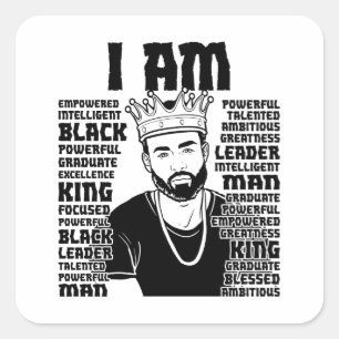 Black Pappa Melanin Christian Man Far Bruh Pappa Fyrkantigt Klistermärke
