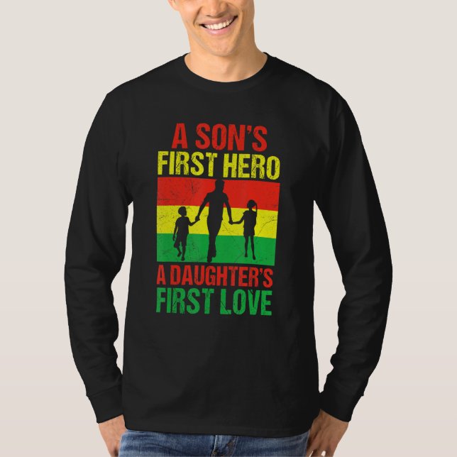 Black Pappa Pride Sons First Hero Daughters First  T Shirt (Framsida)