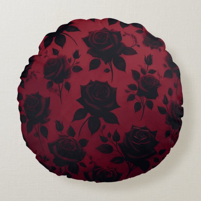 Black Paradise Round Pillow Rund Kudde (Framsidan)