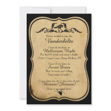 Black Parchment Raven Halloween fest-inbjudan