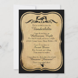 Black Parchment Raven Halloween fest-inbjudan Inbjudningar