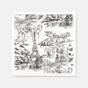 Black Paris Eiffel Torn Toile Pappersservett