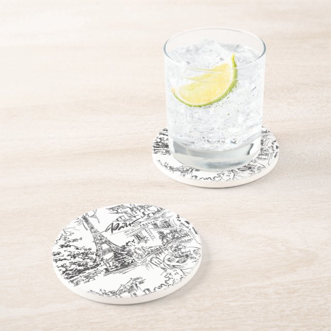 Black Paris Eiffel Torn Toile Underlägg (Sidan)