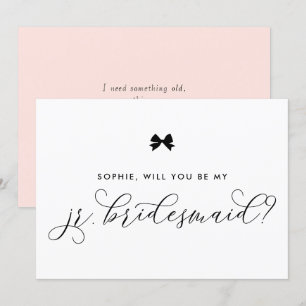 Black Parisian Bow blir min Jr Bridesmaid Inbjudningar