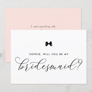 Black Parisian Bow kommer du bli min bridesmaid Inbjudningar