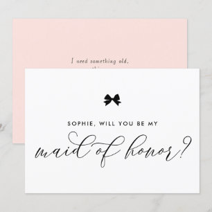 Black Parisian Bow ska du vara min Maid of honor Inbjudningar