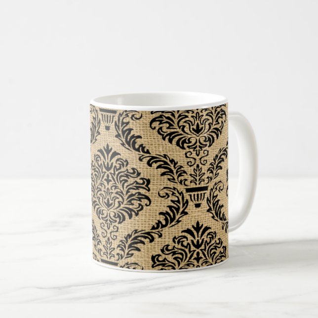 Black Parisian Moods Damask Kaffemugg (Framsida höger)