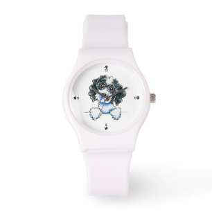 Black Parti Cockapoo Längs upp Armbandsur