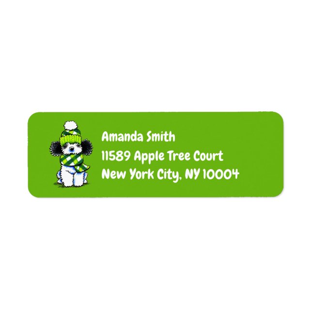 Black Parti Pudel Play Scarf Anpassningsbar Returadress Etikett (Framsidan)