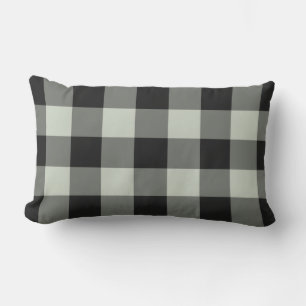 Black Pastel Grönt Gingham Buffalo Check Mönster Lumbarkudde