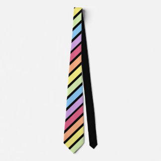 Black Pastel Rainbow Diagonal Rand Neck Tie Slips
