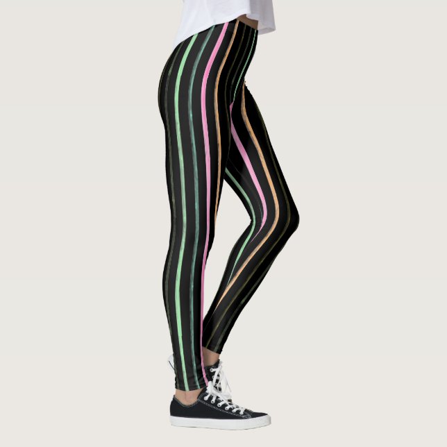 Black & Pastel Rainbow Rand Leggings (Höger)