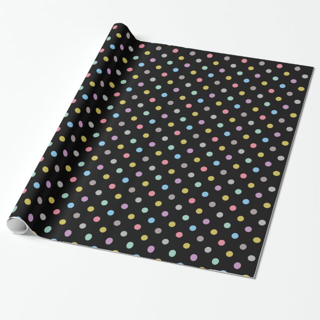Black Pastel Spot ELEGANT BIRTHDAY BRÖLLOP WRAP Presentpapper (Utrullad)