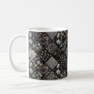 Black Patchwork look Quilt Mönster Kaffemugg